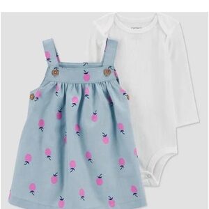 Carter's Blue Dress with Pink Details and White Bodysuit